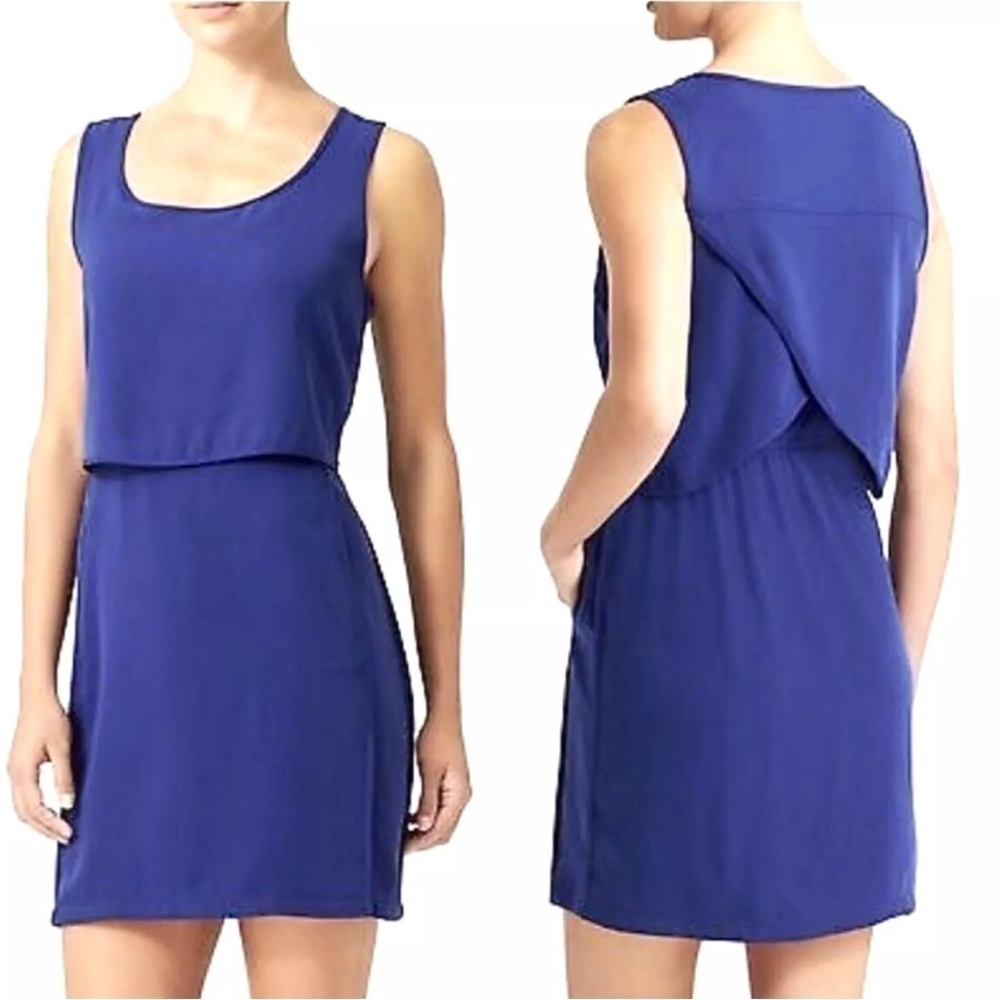 Athleta The Getaway Layered Dress Blue Sleeveless Mini Sporty Womens XXS